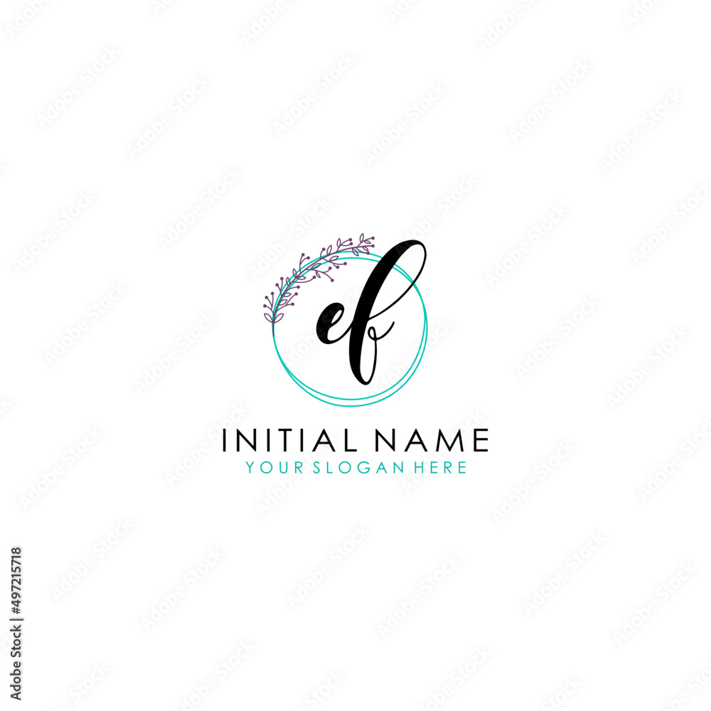 EF Initial letter handwriting and signature logo. Beauty vector initial logo .Fashion boutique floral and botanical EF Initial letter handwriting and signature logo. Beauty vector initial logo .Fashion boutique floral and botanical