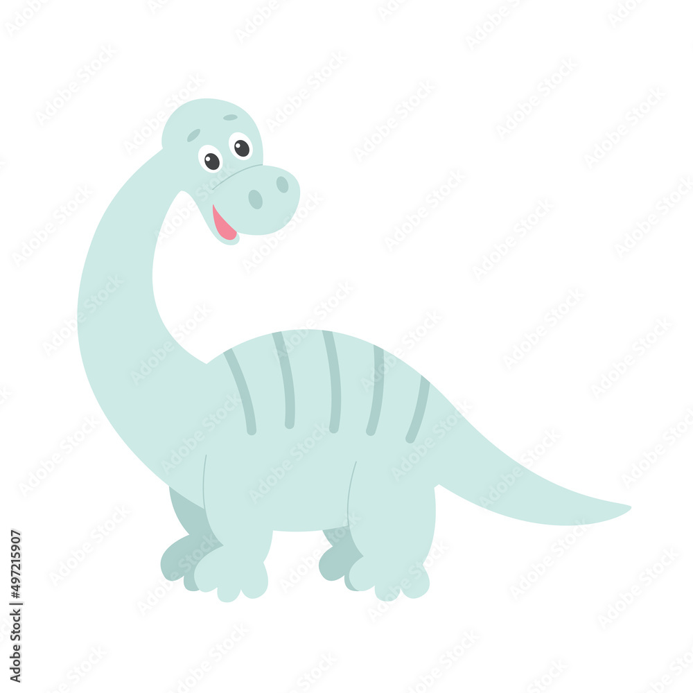 Cute dinosaur isolated object. Hand drawn character. Baby hobby and passion. Funny animal vector illustration