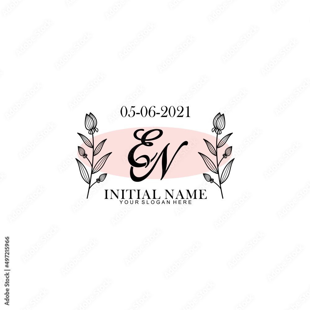 EN Initial letter handwriting and signature logo. Beauty vector initial logo .Fashion  boutique  floral and botanical