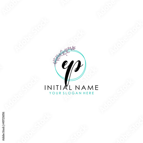 EP Initial letter handwriting and signature logo. Beauty vector initial logo .Fashion  boutique  floral and botanical
