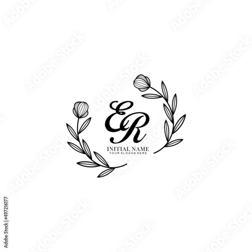 ER Initial letter handwriting and signature logo. Beauty vector initial logo .Fashion  boutique  floral and botanical