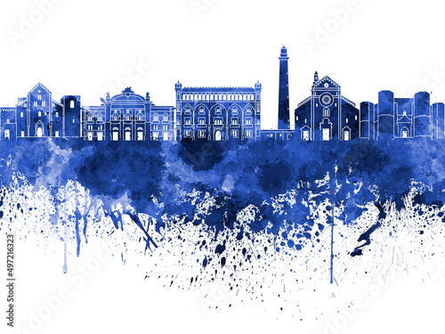 Bari skyline in watercolor background