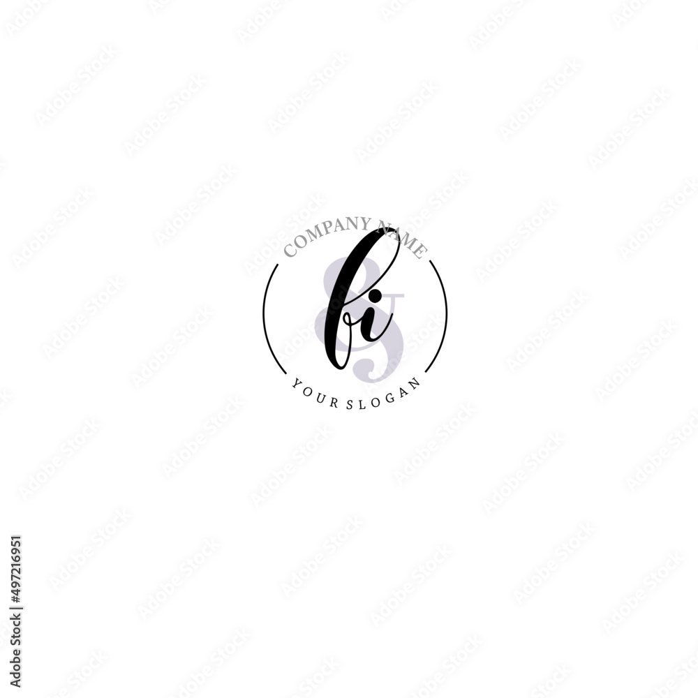 FI Initial letter handwriting and signature logo. Beauty vector initial logo .Fashion  boutique  floral and botanical