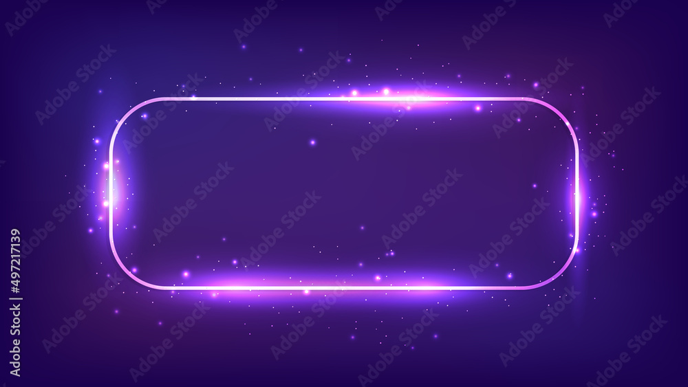 Obraz premium Neon rectangular frame with shining effects