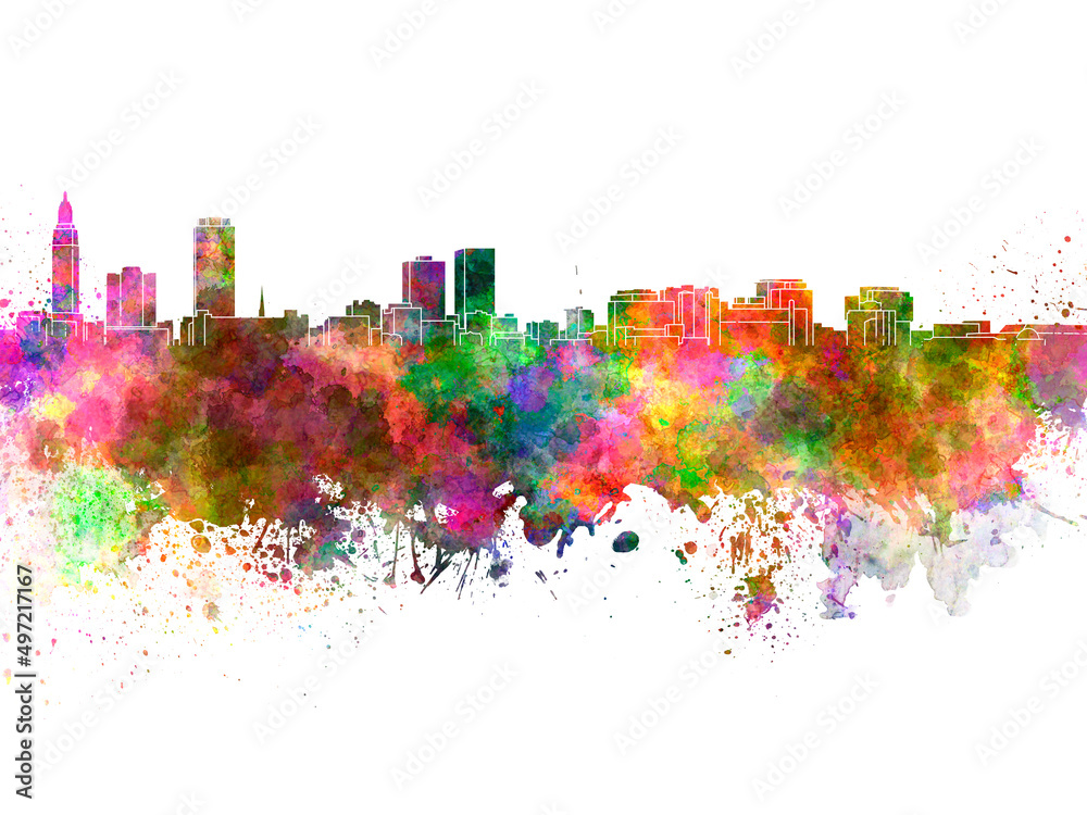 Obraz premium Baton Rouge skyline in watercolor on white background