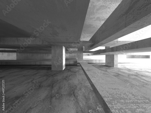 Fototapeta Naklejka Na Ścianę i Meble -  Abstract architecture background. Empty rough concrete interior