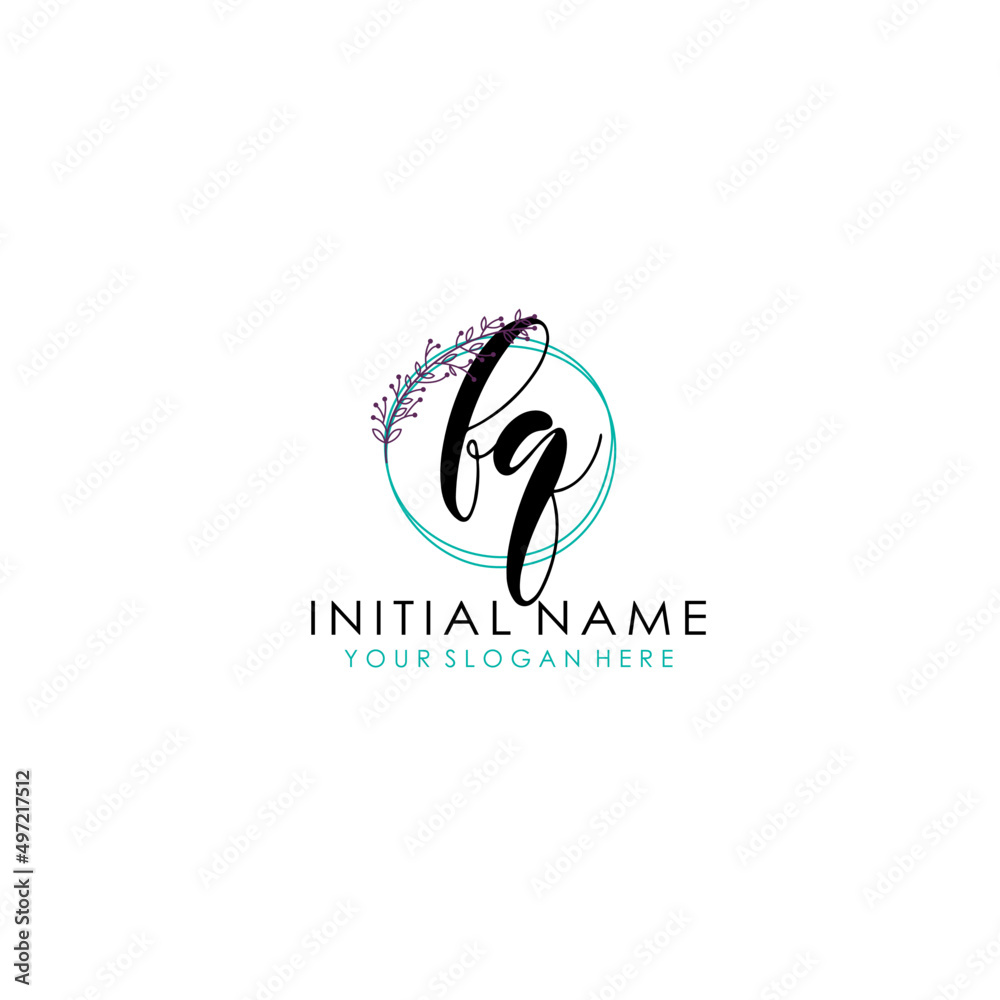 FQ Beauty vector initial logo art handwriting logo of initial signature wedding fashion jewerly boutique floral FQ Beauty vector initial logo art handwriting logo of initial signature wedding fashion jewerly boutique floral