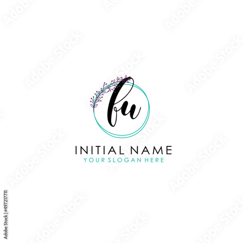 FU Beauty vector initial logo art handwriting logo of initial signature wedding fashion jewerly boutique floral