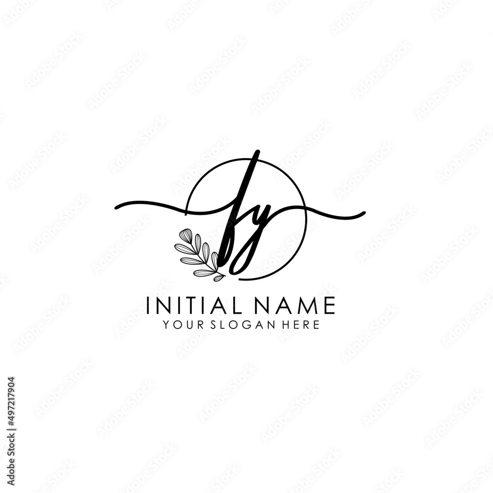 FY Luxury initial handwriting logo with flower template, logo for beauty, fashion, wedding, photography FY Luxury initial handwriting logo with flower template, logo for beauty, fashion, wedding, photography