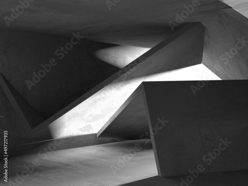 Abstract architecture background. Empty rough concrete interior