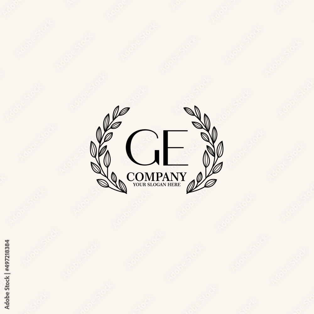 GE Beauty vector initial logo art  handwriting logo of initial signature, wedding, fashion, jewelry, boutique, floral