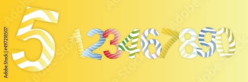 Bright striped vector numbers in different colors. Symbols for decoration and holiday decoration.