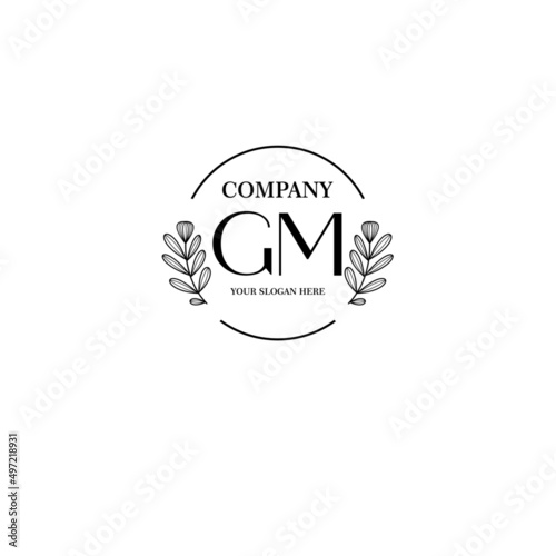 GM Beauty vector initial logo art  handwriting logo of initial signature, wedding, fashion, jewelry, boutique, floral