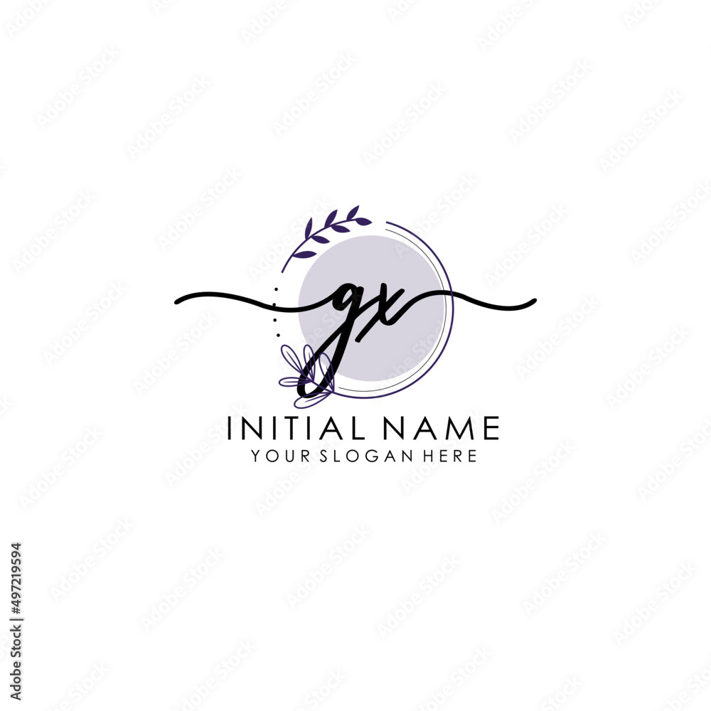 GX Luxury initial handwriting logo with flower template, logo for beauty, fashion, wedding, photography GX Luxury initial handwriting logo with flower template, logo for beauty, fashion, wedding, photography