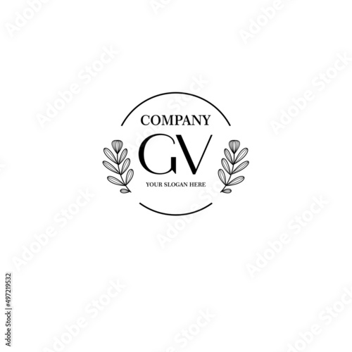 GV Beauty vector initial logo art  handwriting logo of initial signature, wedding, fashion, jewelry, boutique, floral