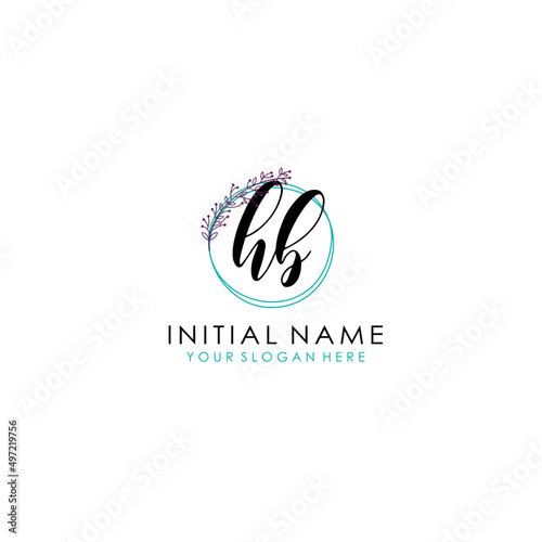 HB Initial letter handwriting and signature logo. Beauty vector initial logo .Fashion boutique floral and botanical