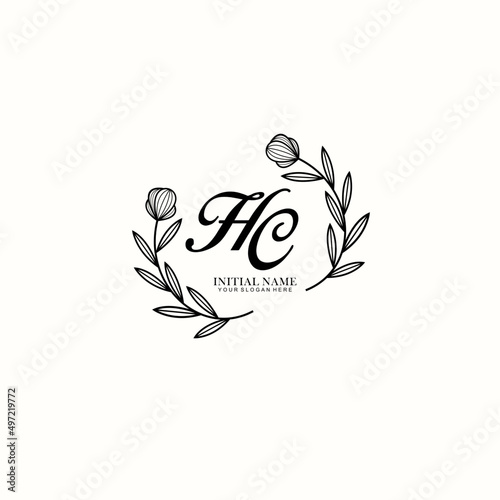HC Initial letter handwriting and signature logo. Beauty vector initial logo .Fashion boutique floral and botanical