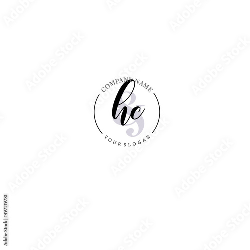 HC Initial letter handwriting and signature logo. Beauty vector initial logo .Fashion boutique floral and botanical