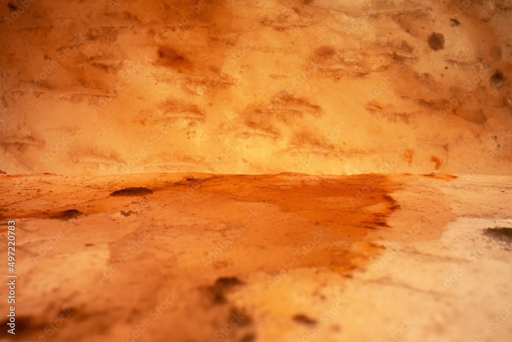 Himalayan salt surface. Natural crystal pink salt background. Mineral sea salt crystal for cooking, seasoning, medicine, spa, health. Close up texture and pattern of orange red Himalayan salt stone. Himalayan salt surface. Natural crystal pink salt background. Mineral sea salt crystal for cooking, seasoning, medicine, spa, health. Close up texture and pattern of orange red Himalayan salt stone.