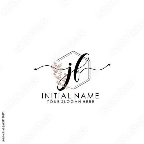 JF Luxury initial handwriting logo with flower template, logo for beauty, fashion, wedding, photography