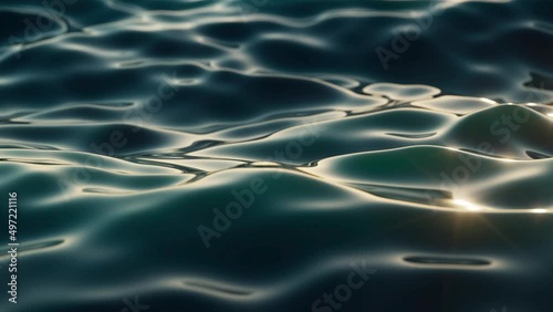 Beautiful Waves on Blue Abstract Water Surface Seamless. Looped 3d Animation 4k Ultra HD. photo