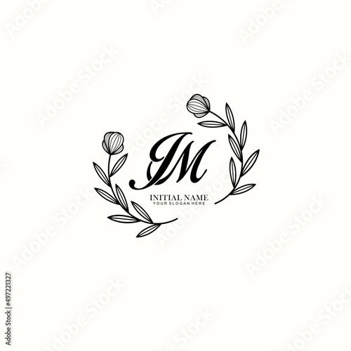 JM Initial letter handwriting and signature logo. Beauty vector initial logo .Fashion  boutique  floral and botanical