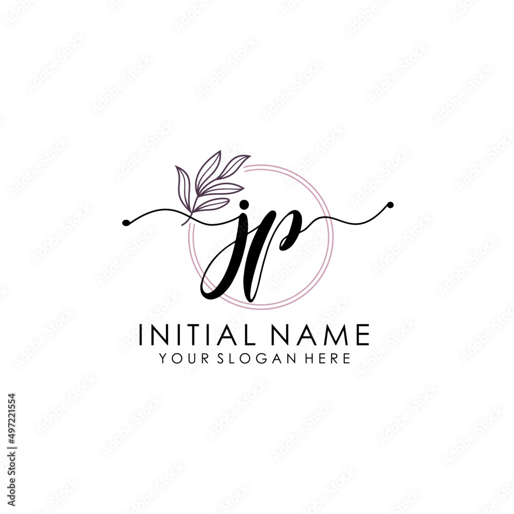 JP Luxury initial handwriting logo with flower template, logo for beauty, fashion, wedding, photography JP Luxury initial handwriting logo with flower template, logo for beauty, fashion, wedding, photography