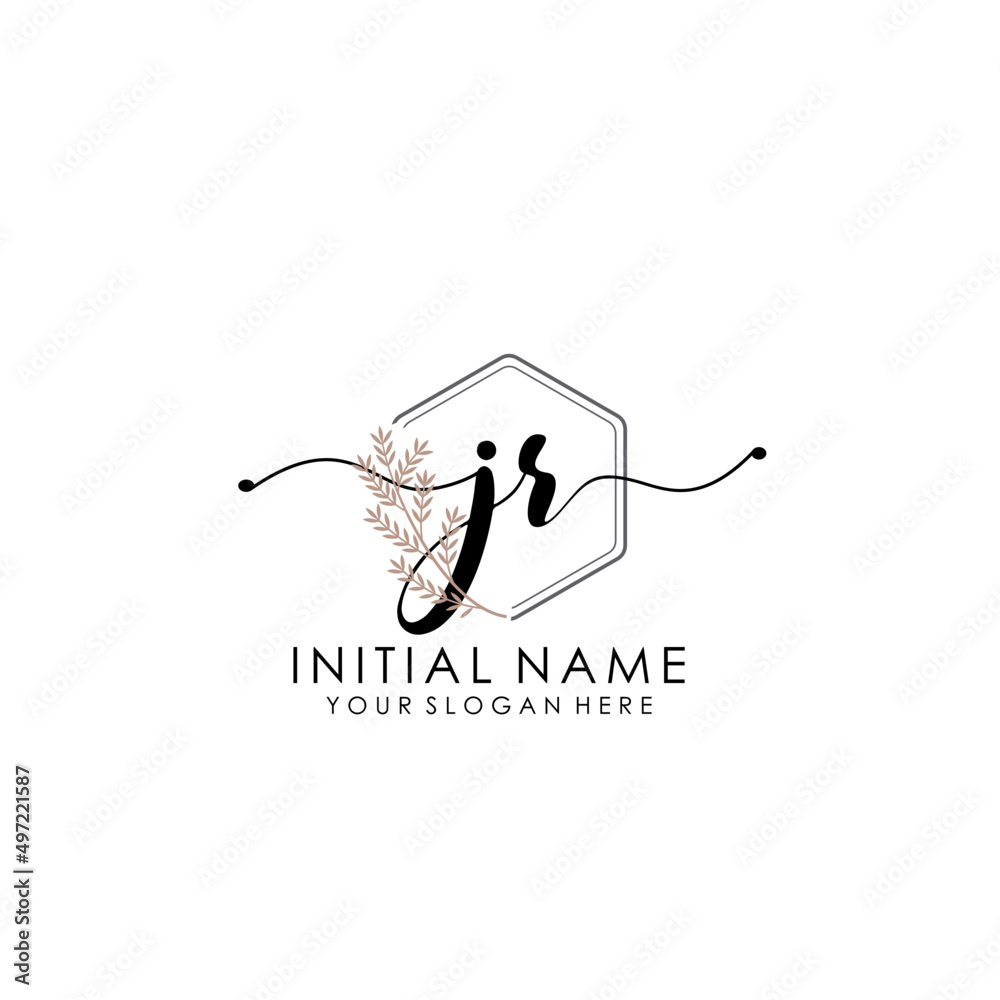 JR Luxury initial handwriting logo with flower template, logo for beauty, fashion, wedding, photography JR Luxury initial handwriting logo with flower template, logo for beauty, fashion, wedding, photography
