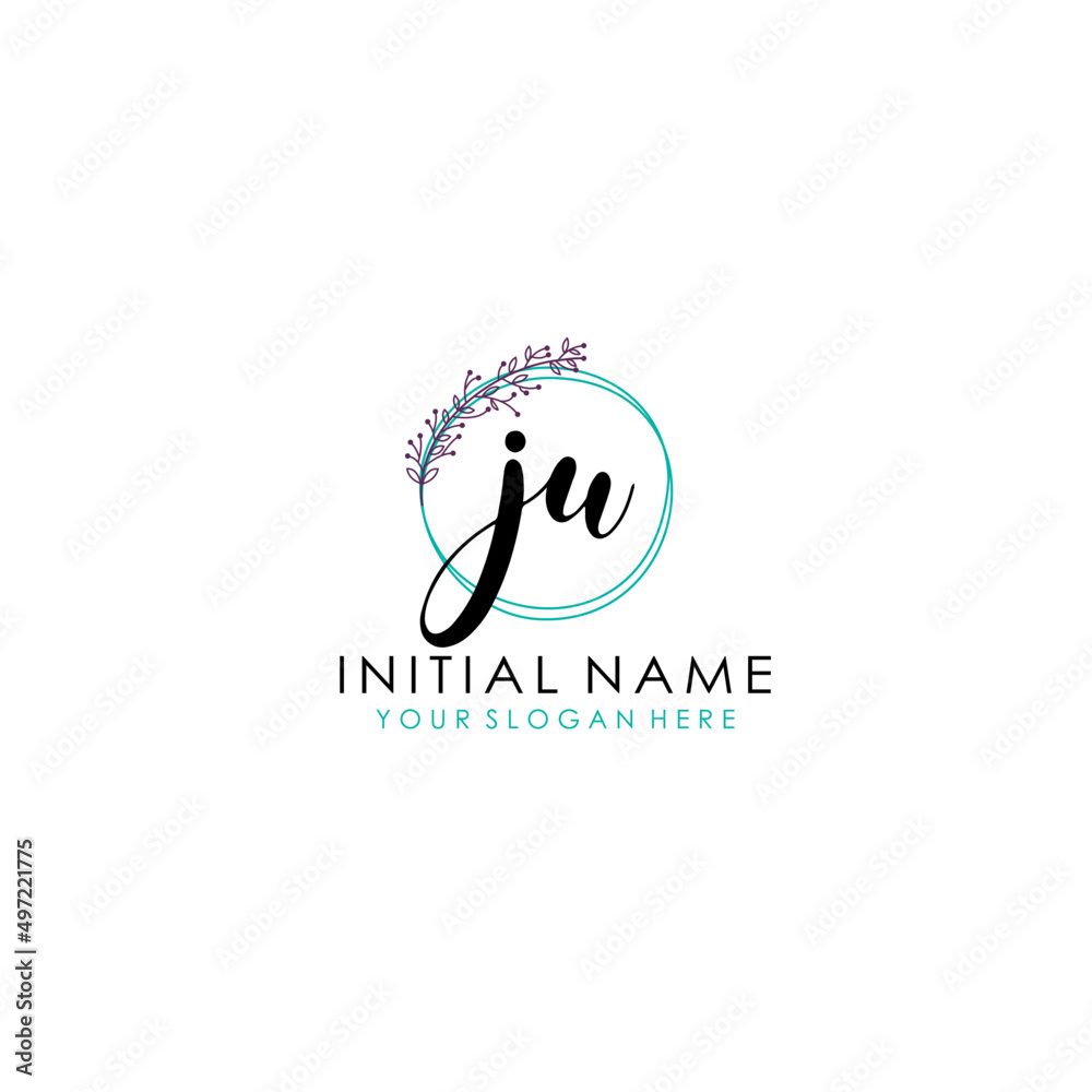 JU Initial letter handwriting and signature logo. Beauty vector initial logo .Fashion boutique floral and botanical JU Initial letter handwriting and signature logo. Beauty vector initial logo .Fashion boutique floral and botanical