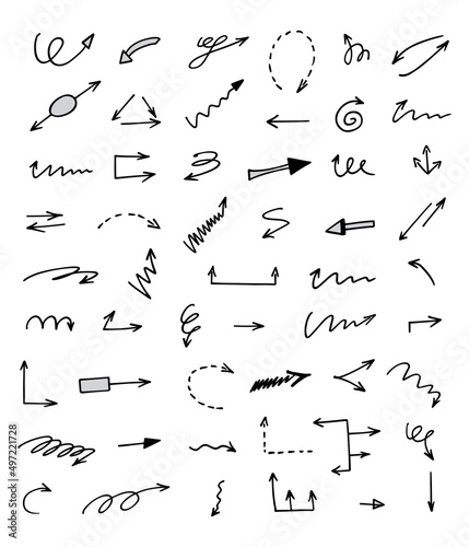 Vector set of hand drawn arrows, elements for presentation