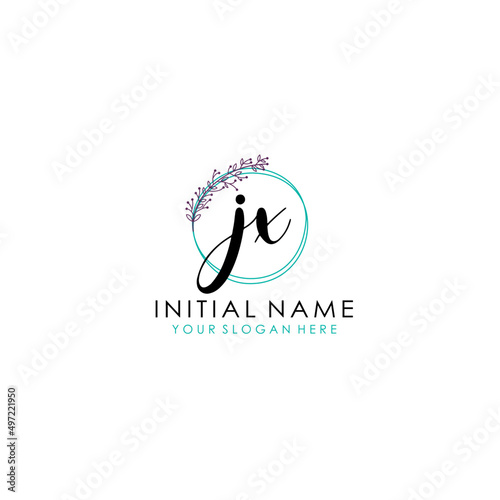 JX Initial letter handwriting and signature logo. Beauty vector initial logo .Fashion boutique floral and botanical
