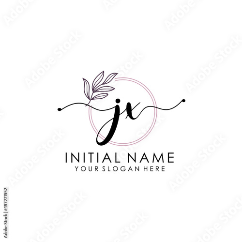 JX Luxury initial handwriting logo with flower template  logo for beauty  fashion  wedding  photography