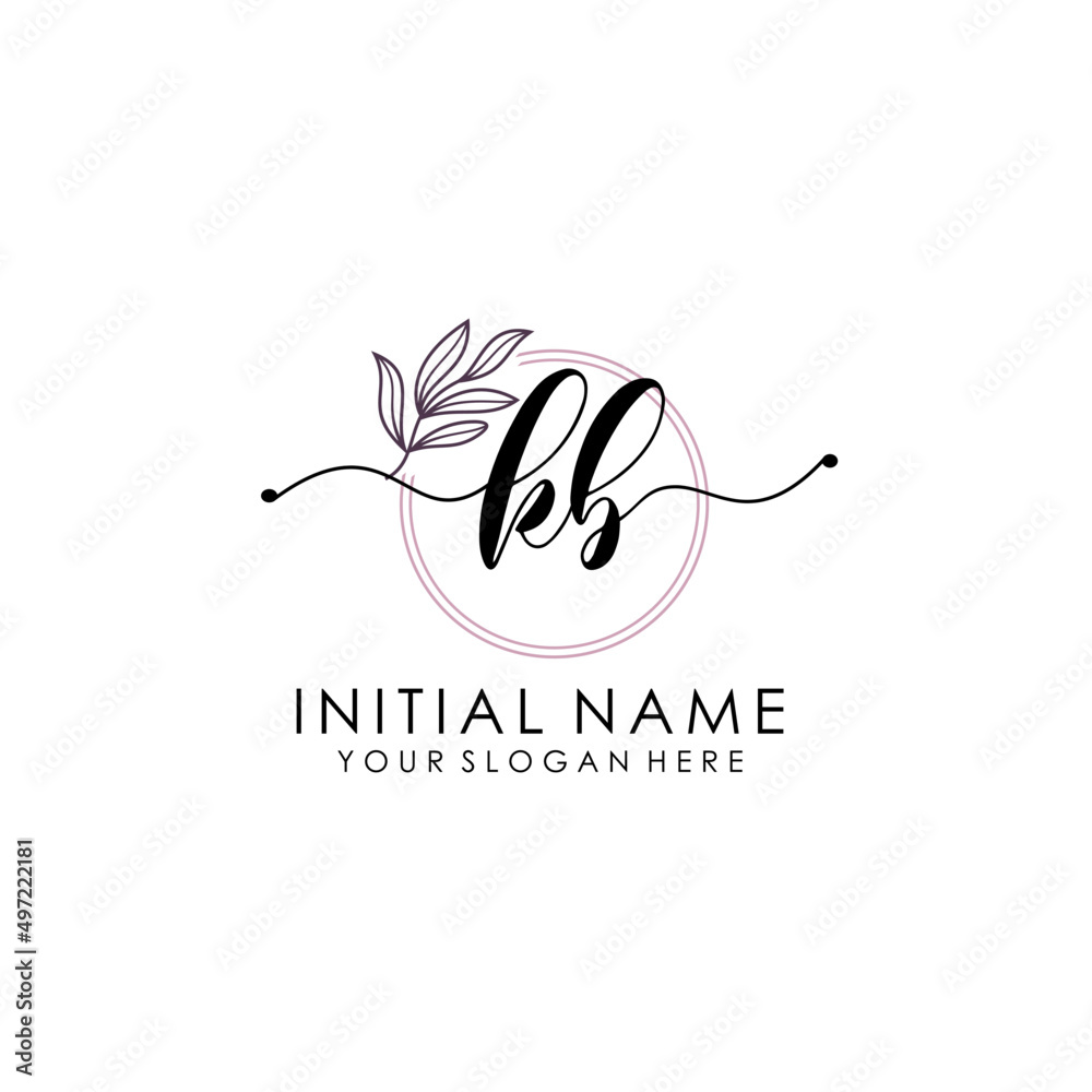 KB Luxury initial handwriting logo with flower template, logo for beauty, fashion, wedding, photography KB Luxury initial handwriting logo with flower template, logo for beauty, fashion, wedding, photography