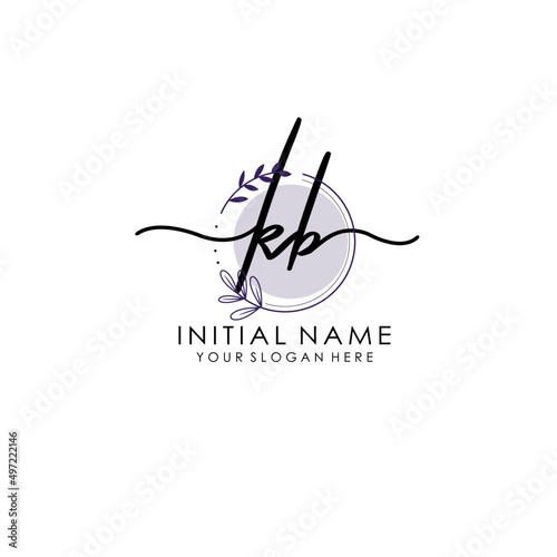 KB Luxury initial handwriting logo with flower template, logo for beauty, fashion, wedding, photography