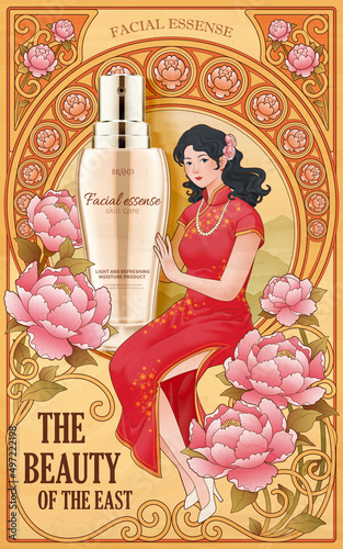 Mucha style skincare product ad