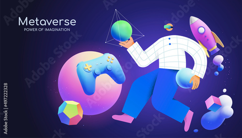 3d space concept metaverse banner