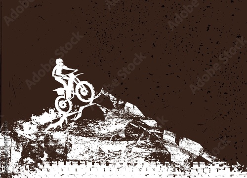 Offroad landscape poster background. Editable vector illustration