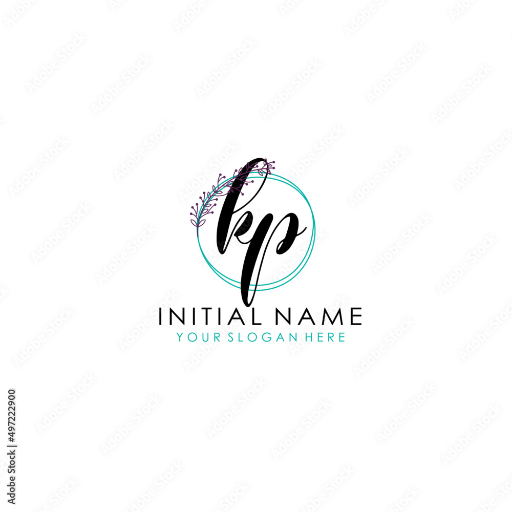 KP Initial letter handwriting and signature logo. Beauty vector initial logo .Fashion boutique floral and botanical KP Initial letter handwriting and signature logo. Beauty vector initial logo .Fashion boutique floral and botanical