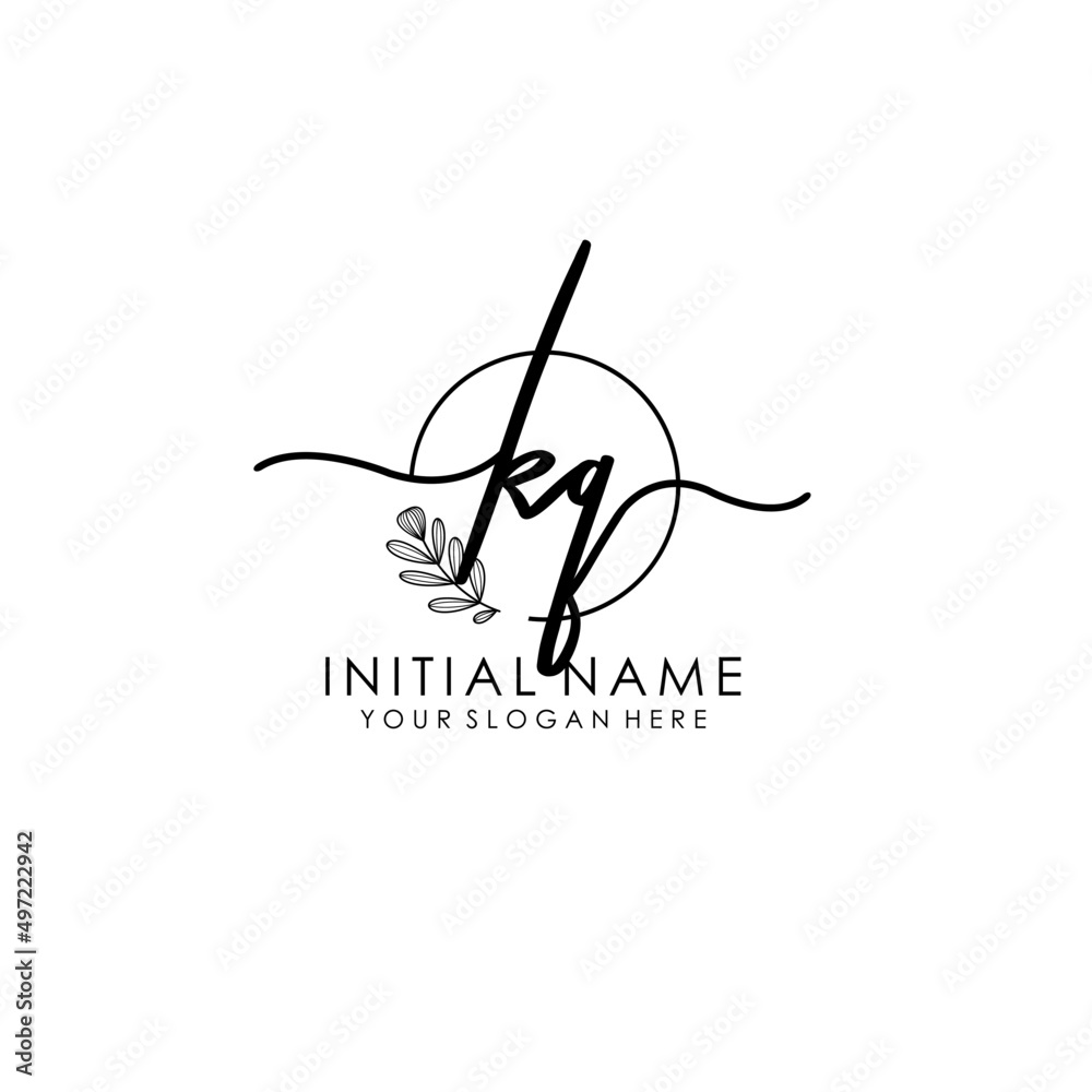 KQ Luxury initial handwriting logo with flower template, logo for beauty, fashion, wedding, photography KQ Luxury initial handwriting logo with flower template, logo for beauty, fashion, wedding, photography