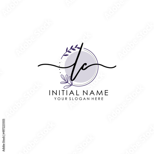 LC Luxury initial handwriting logo with flower template, logo for beauty, fashion, wedding, photography