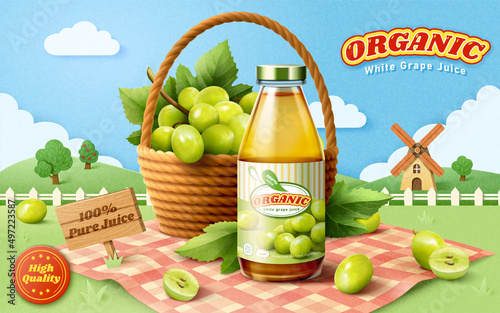 3d paper cut white grape juice ad