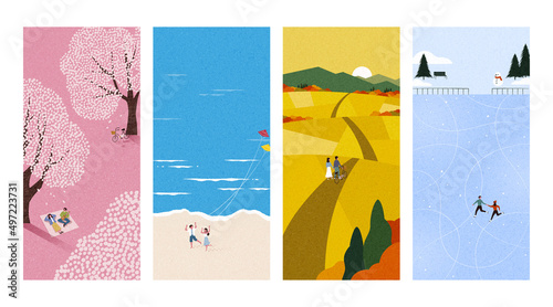 Seasons of romantic love wallpaper