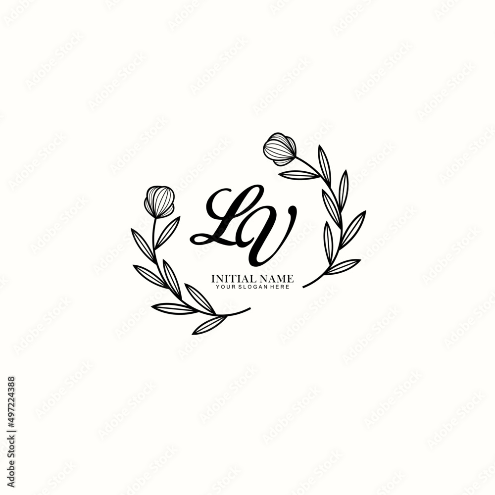 L V , Beauty vector initial logo, handwriting logo of initial