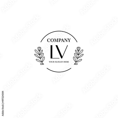 LV Beauty vector initial logo art  handwriting logo of initial signature, wedding, fashion, jewelry, boutique, floral photo