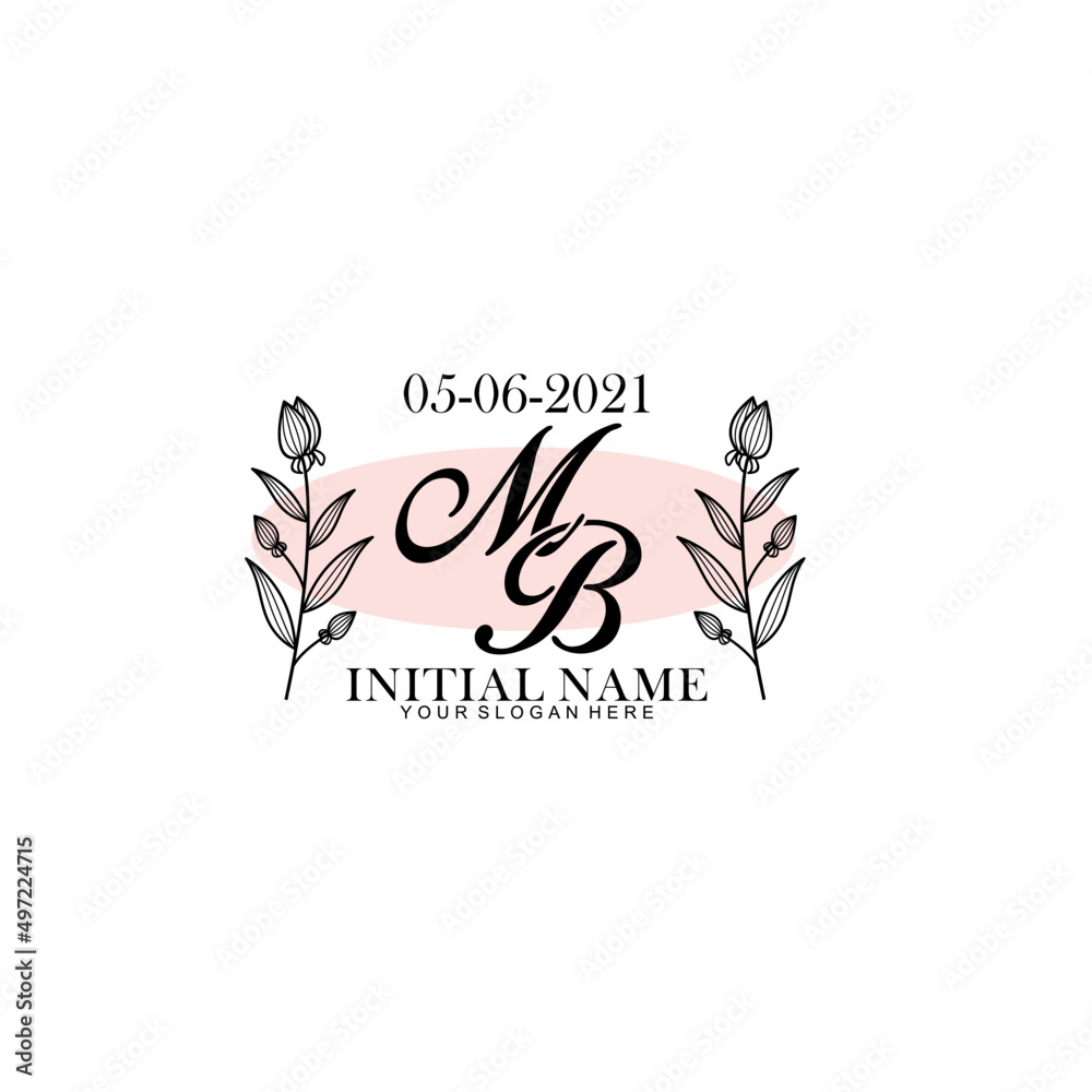MB Initial letter handwriting and signature logo. Beauty vector initial logo .Fashion  boutique  floral and botanical