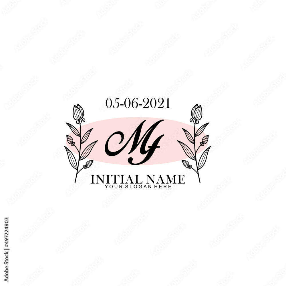 MF Initial letter handwriting and signature logo. Beauty vector initial logo .Fashion  boutique  floral and botanical