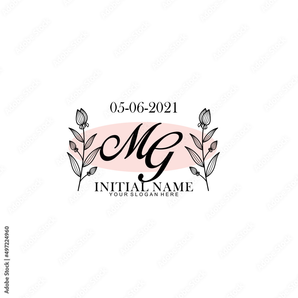 MG Initial letter handwriting and signature logo. Beauty vector initial logo .Fashion  boutique  floral and botanical