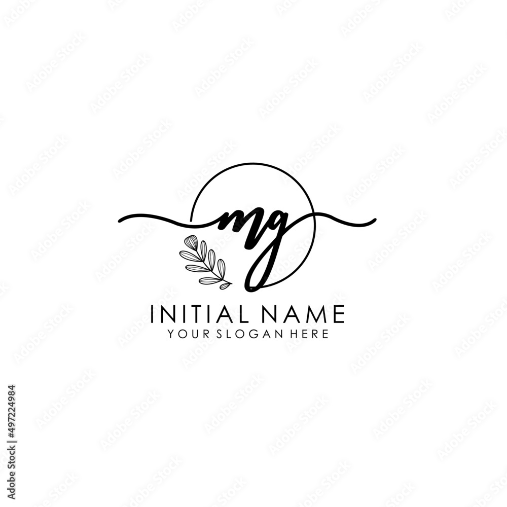 MG Luxury initial handwriting logo with flower template, logo for beauty, fashion, wedding, photography MG Luxury initial handwriting logo with flower template, logo for beauty, fashion, wedding, photography