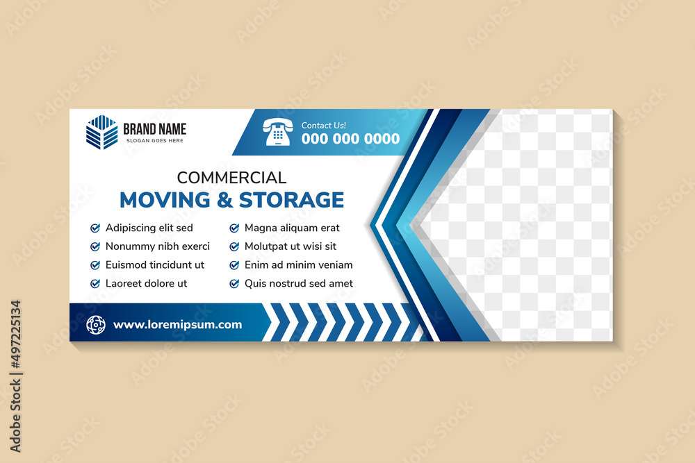 commercial moving and storage business banner template, horizontal ...