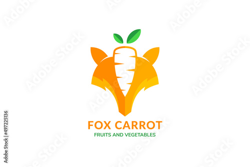 fox carrot logo design template using thunder shape transparency symbol. 